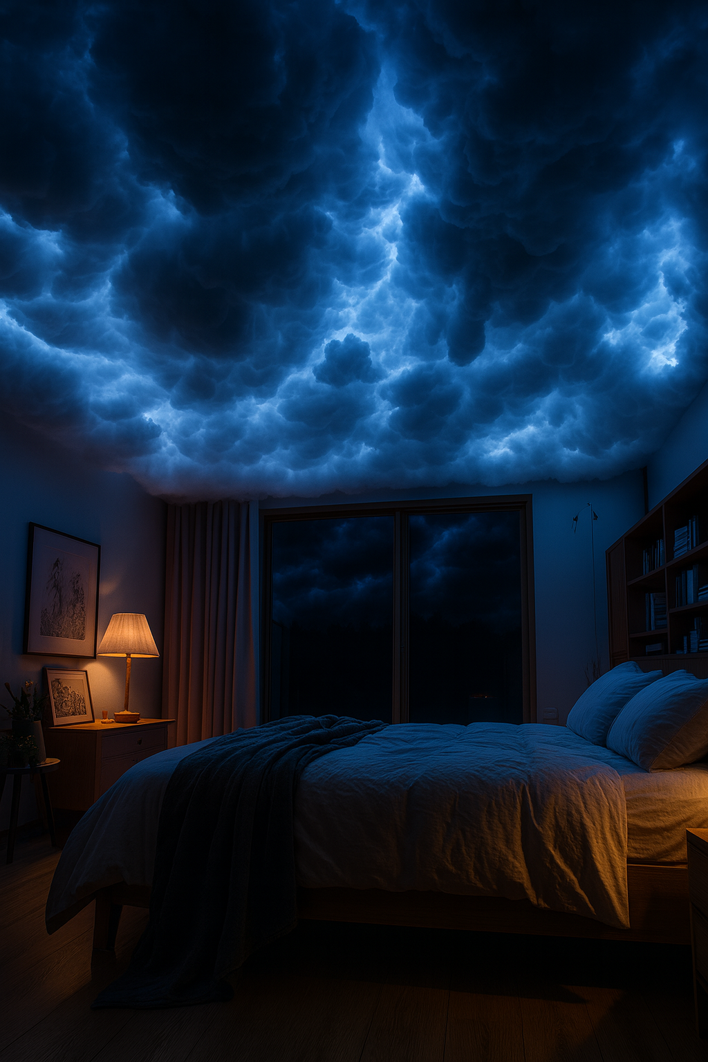 Премиум облачен таван с артистично осветление